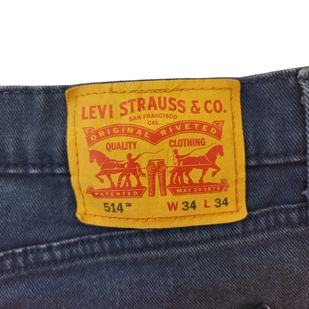 Levis 514 Straight Fit Mens Jeans 34x34 Dark Wash Indigo Denim
